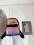 Holographic Pocket Front Backpack, Clear Bag