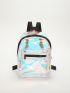 Holographic Pocket Front Functional Backpack, Clear Bag