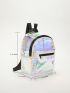 Holographic Pocket Front Functional Backpack, Clear Bag