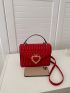 Quilted Heart Decor Flap Square Bag