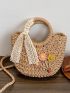 Flower Decor Straw Bag