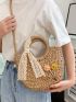 Flower Decor Straw Bag