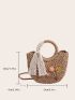 Flower Decor Straw Bag