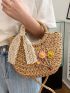 Flower Decor Straw Bag