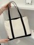 Contrast Binding Shoulder Tote Bag