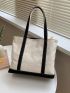 Contrast Binding Shoulder Tote Bag