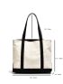 Contrast Binding Shoulder Tote Bag