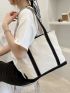 Contrast Binding Shoulder Tote Bag