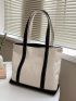 Contrast Binding Shoulder Tote Bag