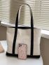 Contrast Binding Shoulder Tote Bag