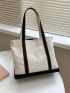 Contrast Binding Shoulder Tote Bag