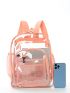 Contrast Binding Clear Zipper Backpack