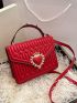 Quilted Heart Detail Square Bag