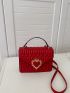 Quilted Heart Decor Flap Square Bag