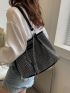 Studded Decor Shoulder Tote Bag