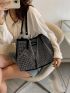 Studded Decor Shoulder Tote Bag