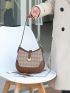 Geometric Pattern Metal Decor Hobo Bag, Clear Bag