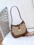 Geometric Pattern Metal Decor Hobo Bag, Clear Bag