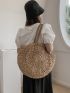 Simple Large Capacity Tote Straw Bag, All-Match Travel Storage Bag, Trendy Beach Bag