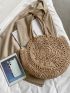 Simple Large Capacity Tote Straw Bag, All-Match Travel Storage Bag, Trendy Beach Bag