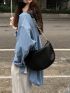 Minimalist Chain Hobo Bag, New Fashion Chain Strap Shoulder Bag For Women Semilunar Black PU Handbag