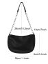 Minimalist Chain Hobo Bag, New Fashion Chain Strap Shoulder Bag For Women Semilunar Black PU Handbag