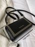 Letter Graphic Embroidery Detail Flap Square Bag