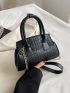 Crocodile Embossed Chain Square Bag