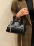 Crocodile Embossed Chain Square Bag