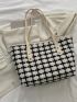 Plaid Pattern Shoulder Tote Bag