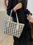 Plaid Pattern Shoulder Tote Bag