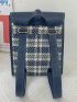 Plaid Pattern Buckle Decor Flap Backpack