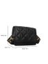 Geometric Embossed Flap Square Bag Fashionable Black PU For Daily Life