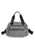 Houndstooth Pattern Satchel Bag