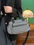 Houndstooth Pattern Satchel Bag