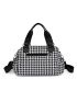 Houndstooth Pattern Satchel Bag