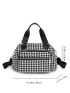 Houndstooth Pattern Satchel Bag