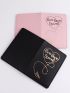 2pcs Metallic Heart & Letter Graphic Passport Case