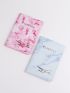 2pcs Marble & Airplane Pattern Passport Case