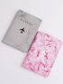 2pcs Marble & Airplane Pattern Passport Case