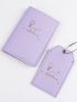 Metallic Letter Graphic Passport Case & Luggage Tag