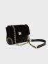 Quilted Chain Decor Twist Lock Square Bag