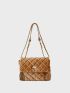 Quilted Chain Decor Twist Lock Square Bag