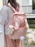 Rabbit Ear Decor Classic Backpack With Cartoon Bear Bag Charm