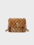 Quilted Chain Decor Twist Lock Square Bag