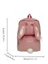 Rabbit Ear Decor Classic Backpack With Cartoon Bear Bag Charm