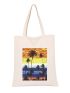 Palm Tree & Scenery Pattern Shopper Bag