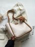 Pompom Decor Shoulder Bag With Inner Pouch