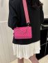 Mini Neon Pink Chevron Quilted Chain Decor Flap Square Bag