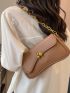 Chain Decor Flap Baguette Bag